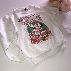 Mickey Mouse Santa Sweatshirt 80s Vintage Kids Mickey Santa Christmas